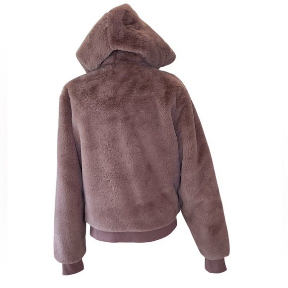 Athleta Faux Fur Zip Hoodie Jacket in Mauve Size Small - Picture 4 of 9